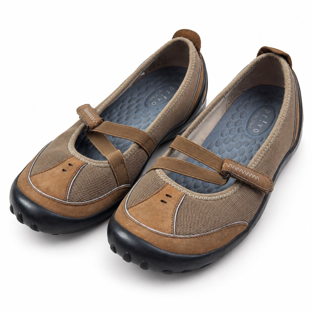 Privo by Clarks Vintage Brown Suede Mesh Mary Jane Flats Women's Size 10M